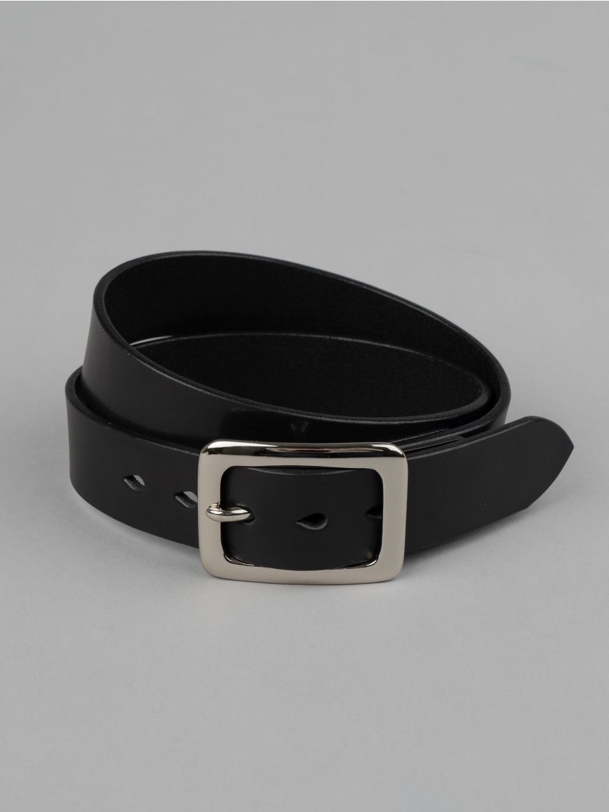 Iron Heart Heavy Duty "Tochigi" Leather Belt - Nickel Plated Garrison Buckle - Black