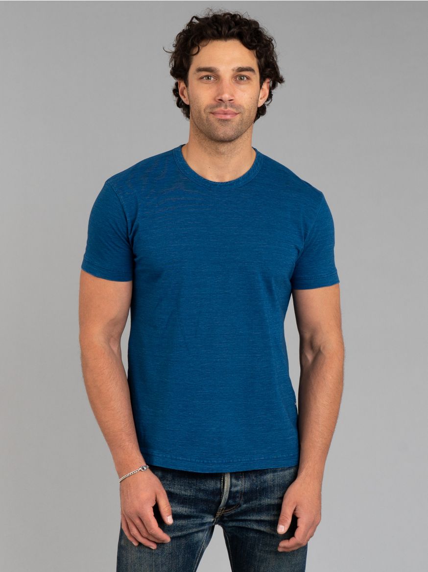 Pure Blue Japan Yarn Dyed T Shirt - Mid-Indigo