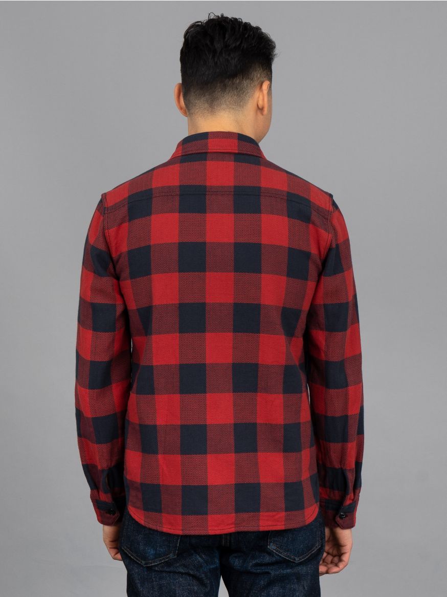 The Flat Head Block Check Work Flannel - Red/Charcoal