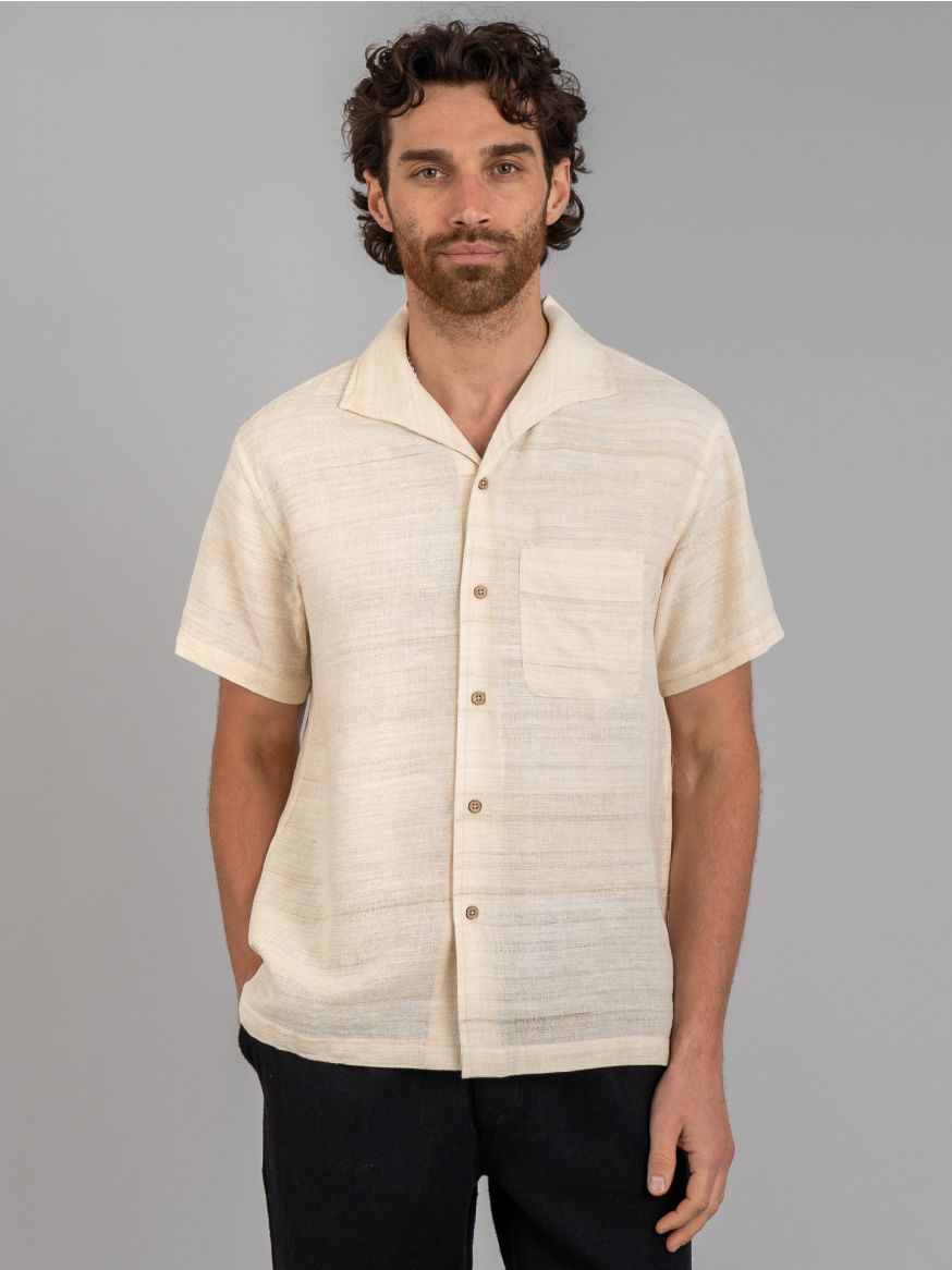 3sixteen Handloom Silk Leisure Shirt - Ivory