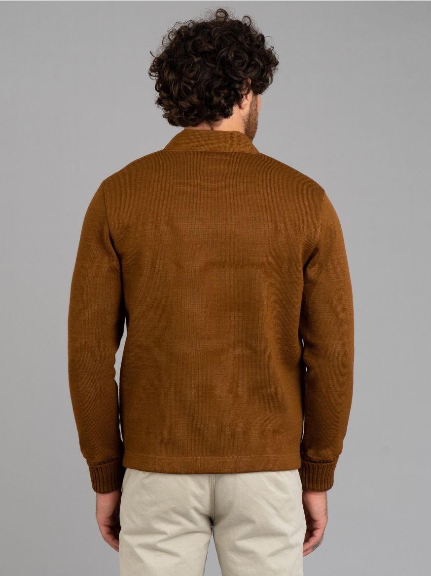 Dehen Extra Heavy Worsted Wool Classic Cardigan - Whiskey