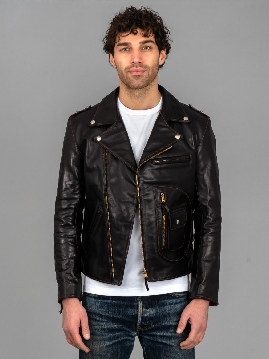 The Flat Head Horsehide Double Rider's Jacket - Black