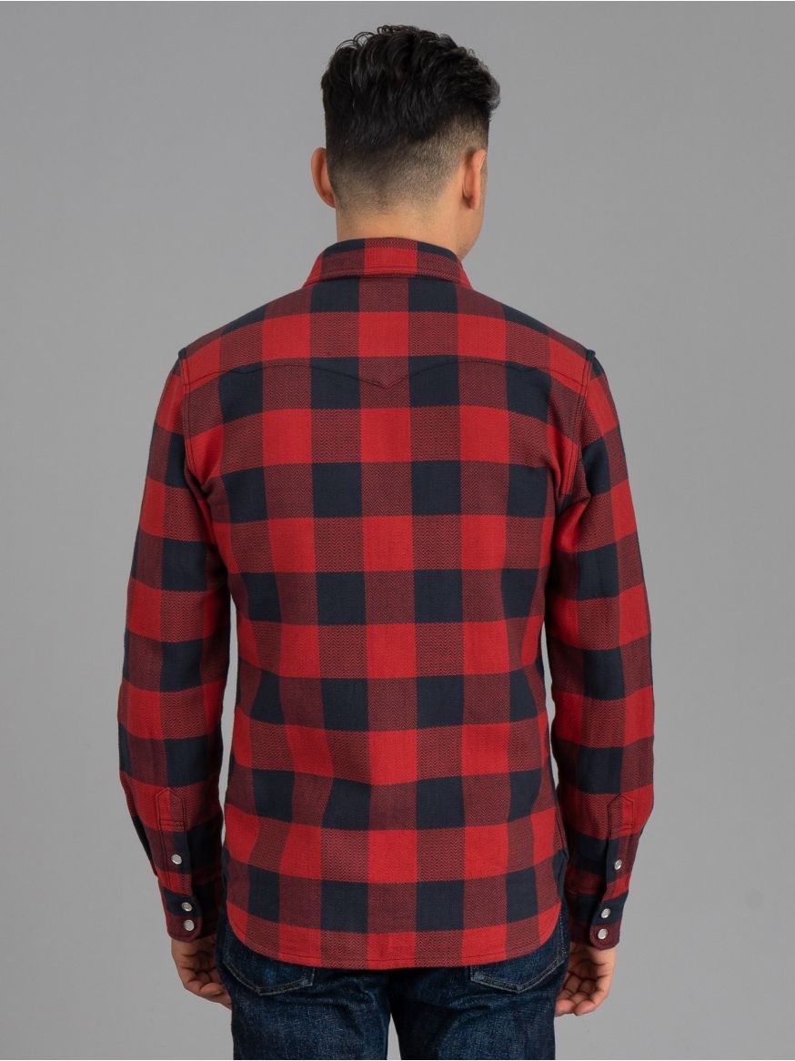 The Flat Head Block Check Western Flannel - Red/Charcoal