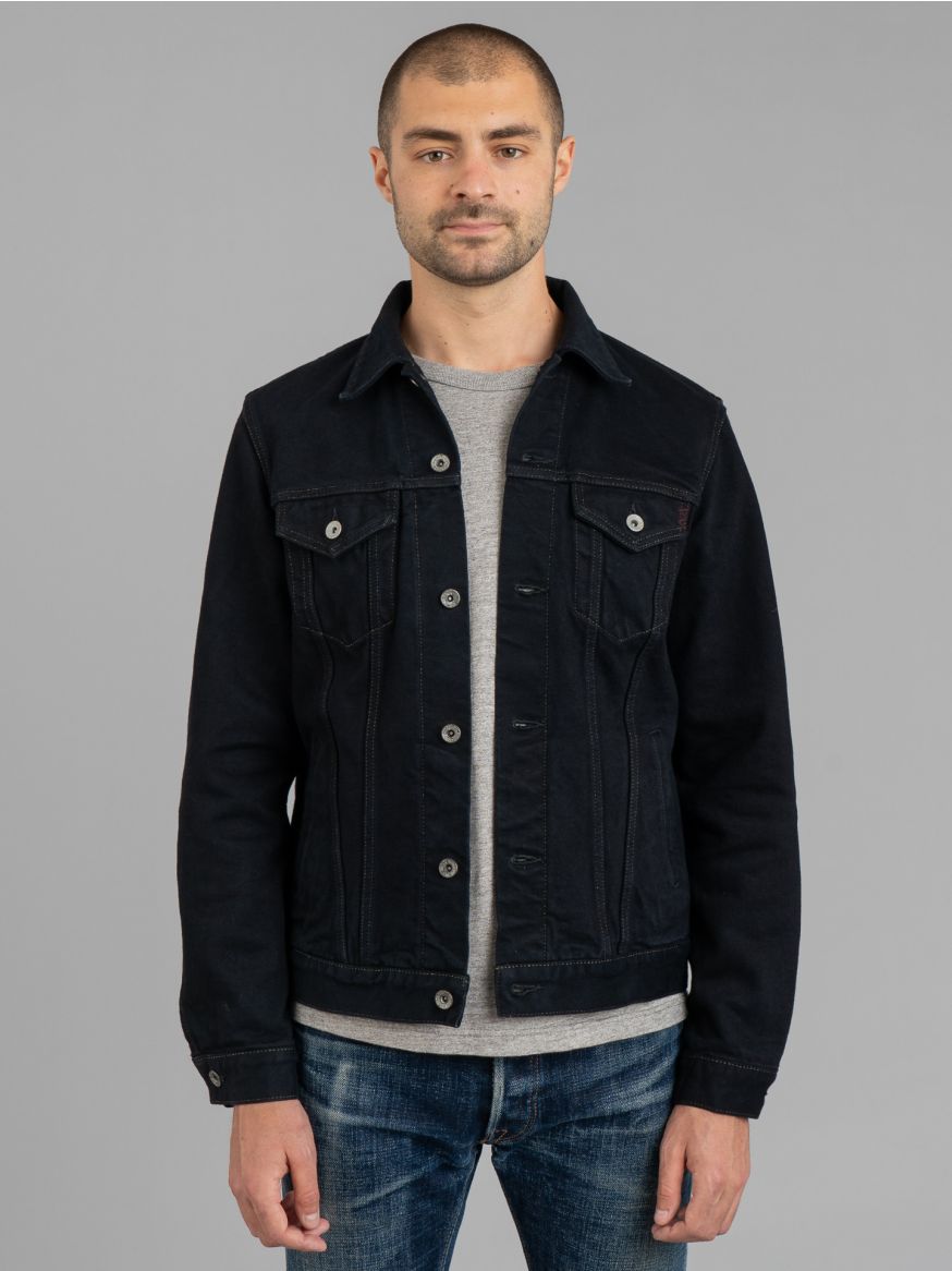 Iron Heart 14oz Selvedge Denim Modified Type III Jacket - Indigo Overdyed Black