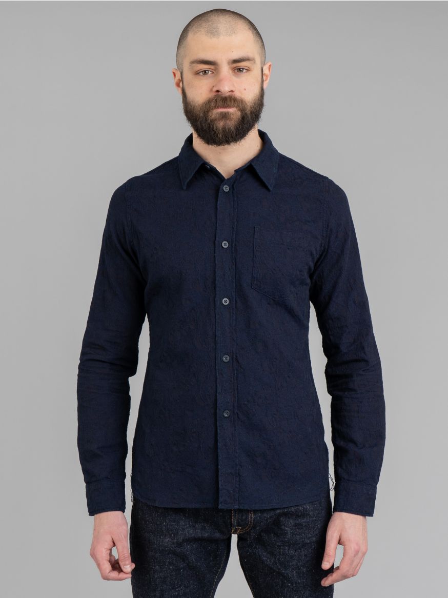 Pure Blue Japan L/S Jacquard Paisley Shirt - Indigo