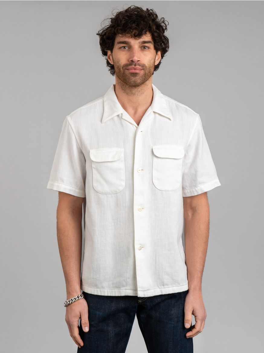 The Flat Head Short Sleeve Twill Shirt - White