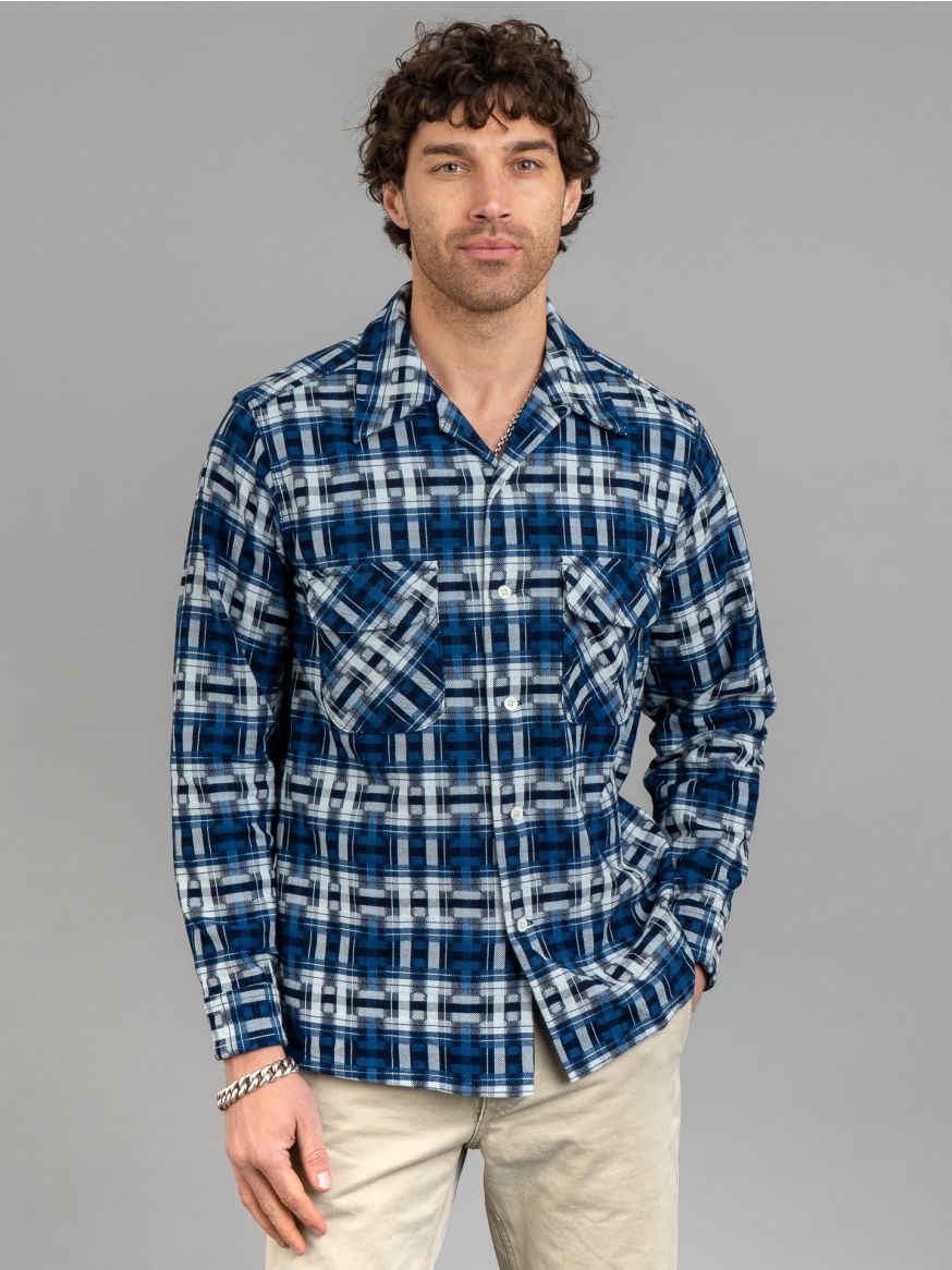 Samurai Hand-Dyed Broken Lattice Shirt - Natural Indigo