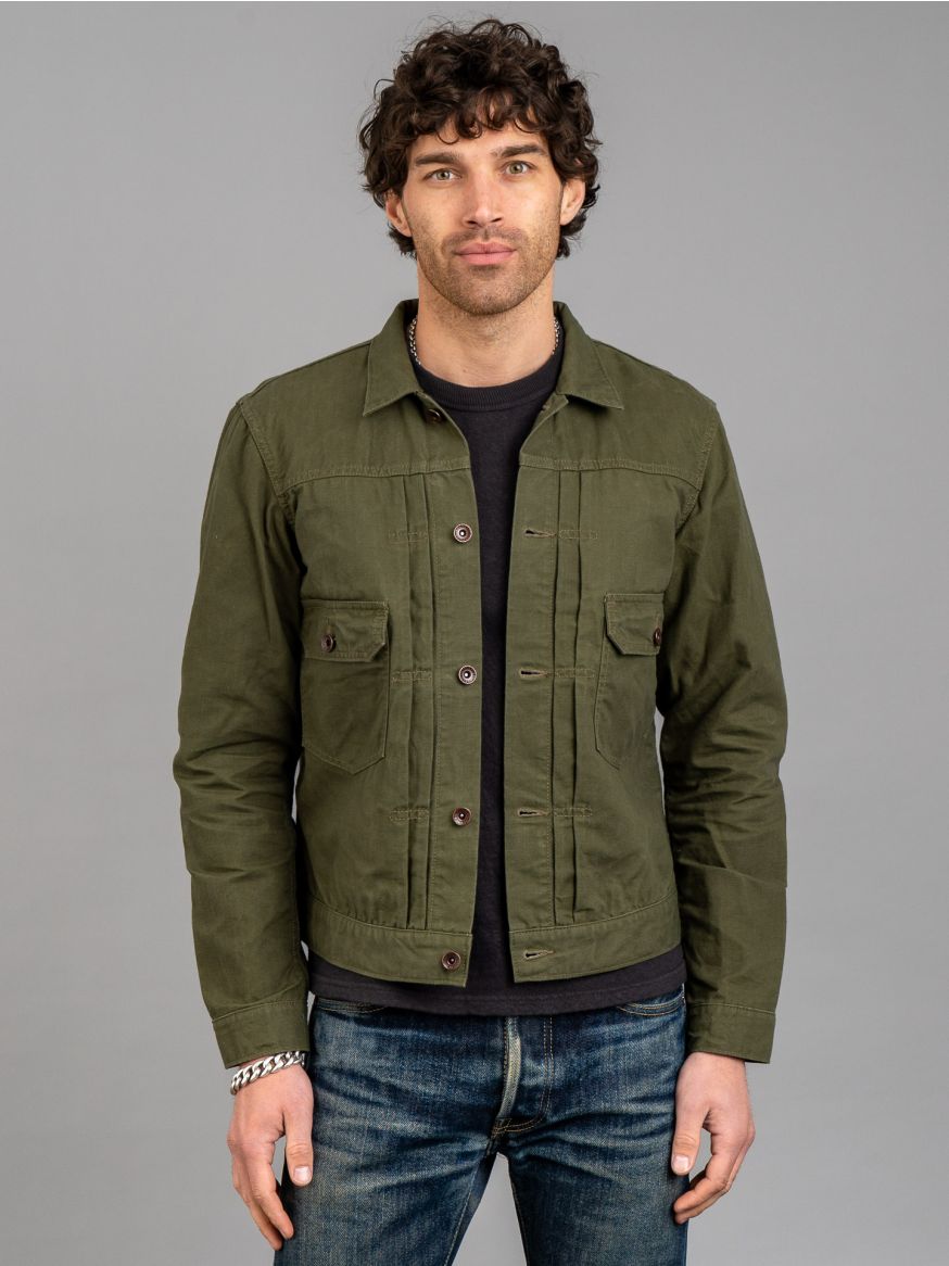 Iron Heart 9oz Paraffin Coated OX Type II Jacket - Olive