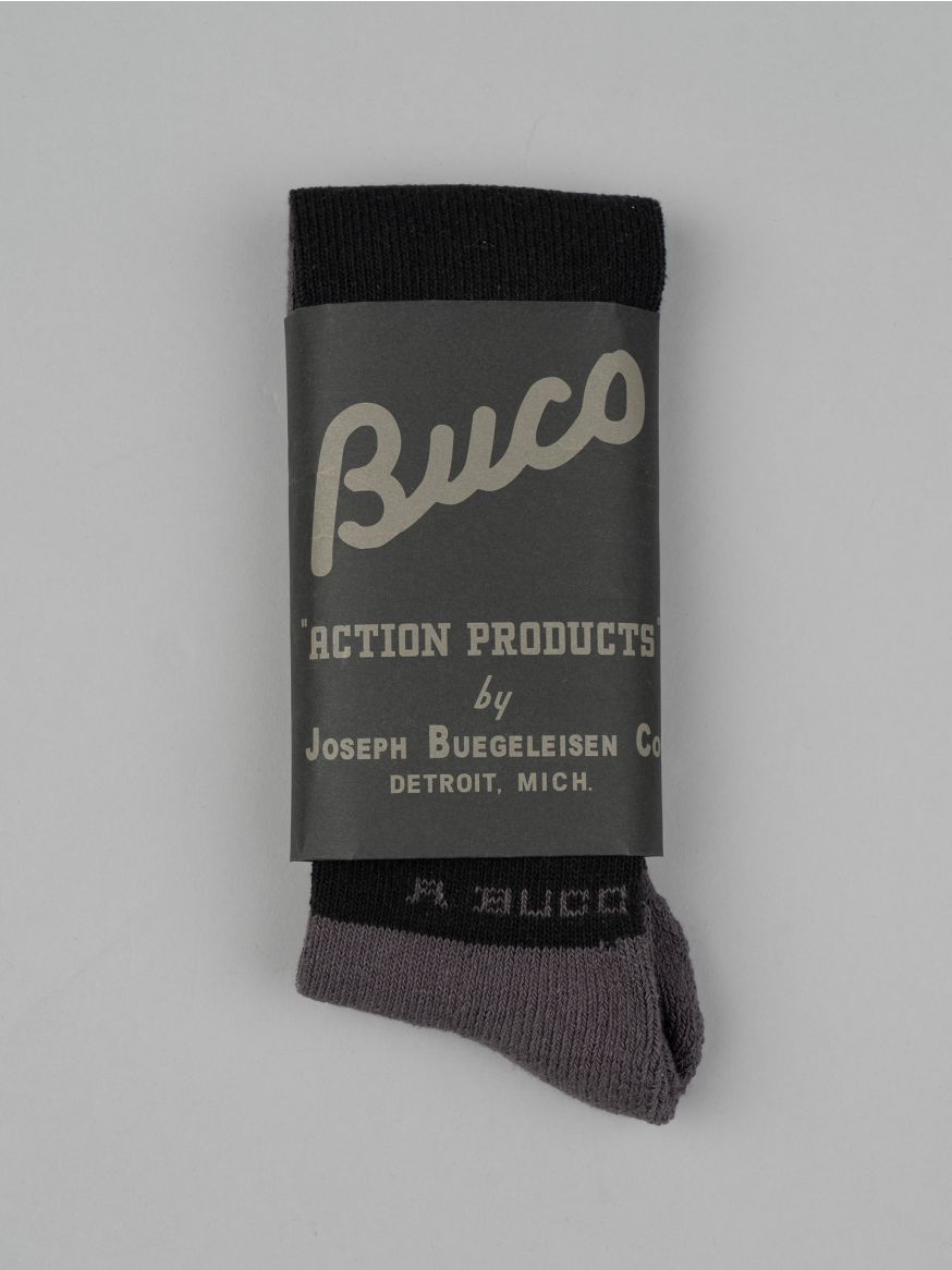 The Real McCoy's Buco Striped Action Socks - Grey/Black