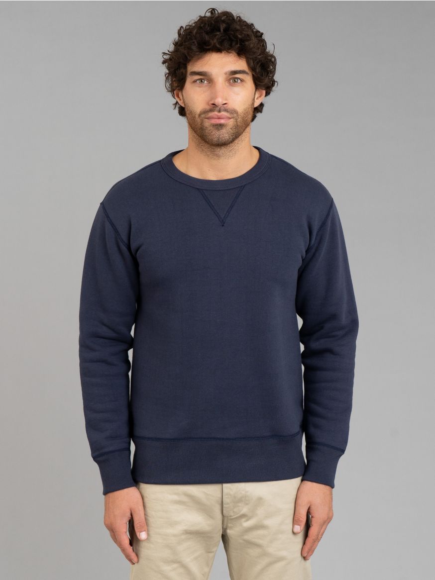 The Real McCoy's 10oz Loopwheeled Crewneck Sweatshirt - Navy