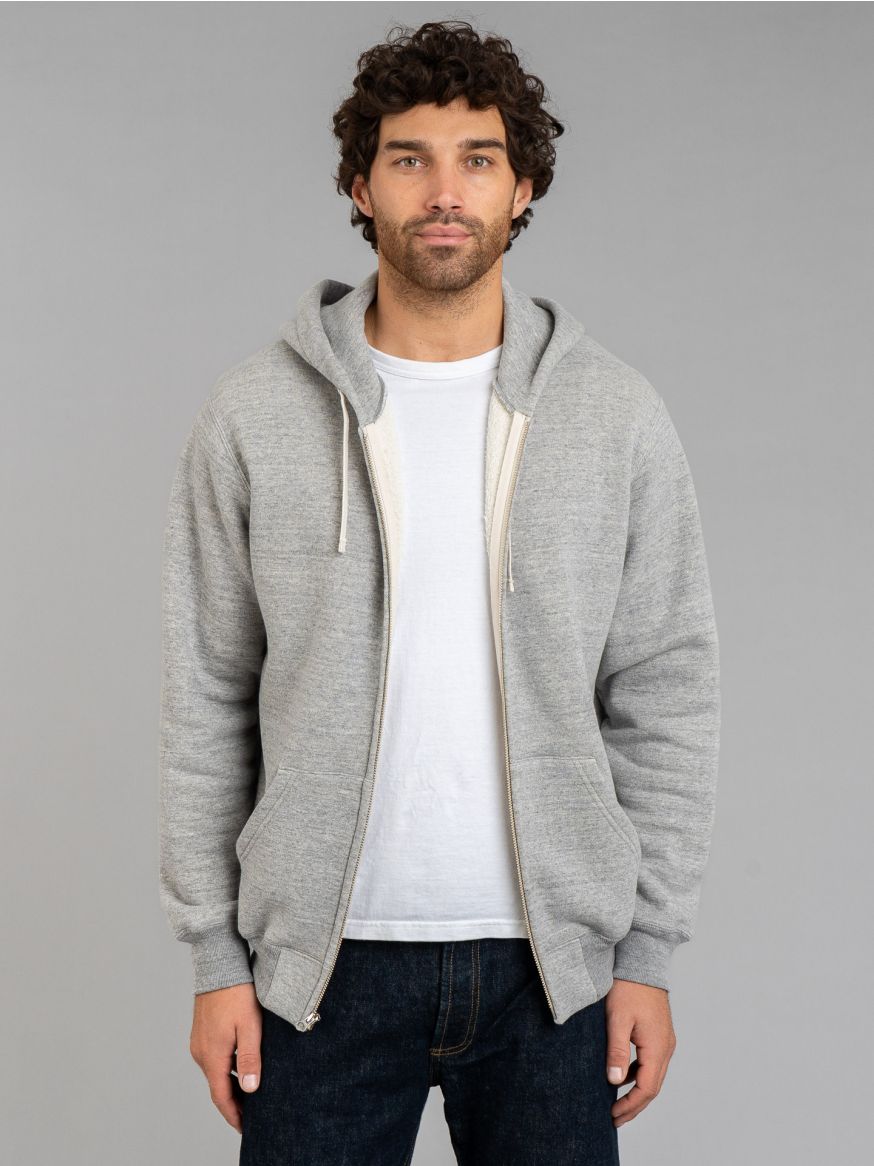 The Real McCoy's 10oz Loopwheeled Zip Hoodie - Grey