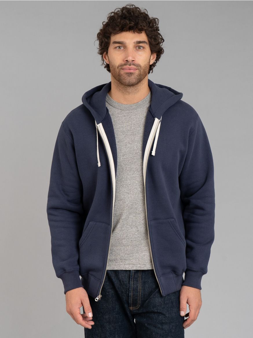 The Real McCoy's 10oz Loopwheeled Zip Hoodie - Navy