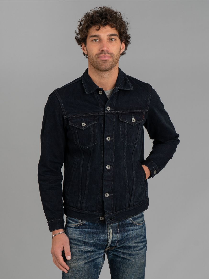 Iron Heart 16oz Slubby Selvedge Denim Type III Jacket - Indigo Overdyed Black