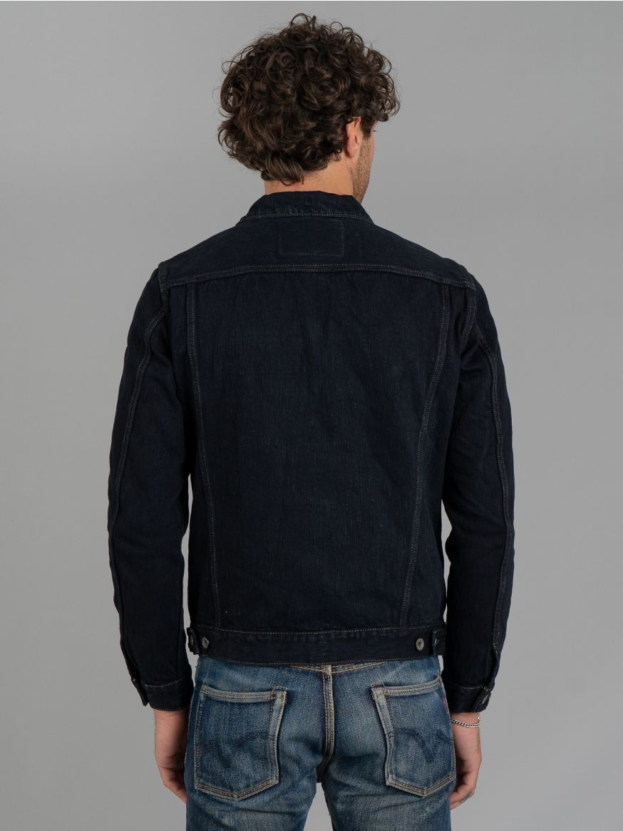 Iron Heart 16oz Slubby Selvedge Denim Type III Jacket - Indigo Overdyed Black