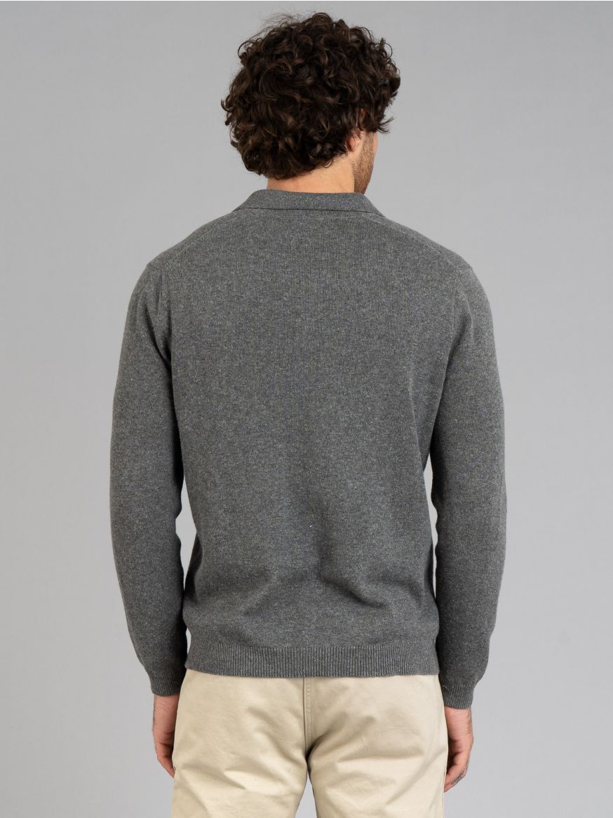 3sixteen Long Sleeve Knit Polo - Grey