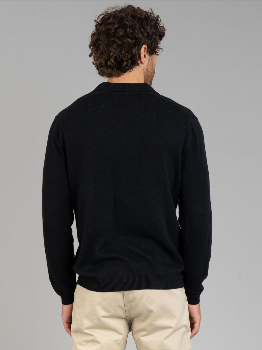 3sixteen Long Sleeve Knit Polo - Black