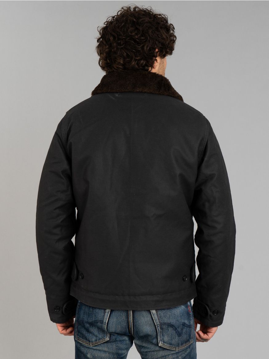 Iron Heart Oiled Whipcord N1 Deck Jacket - Black