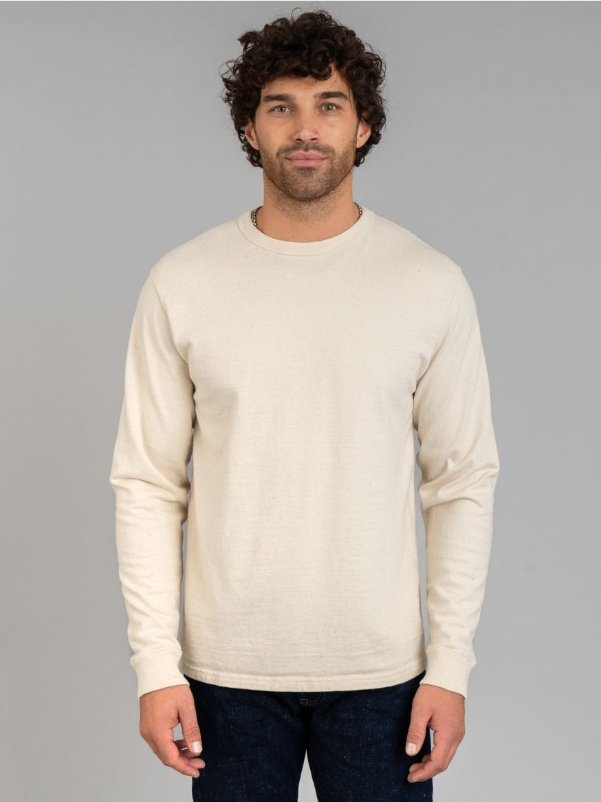 Samurai Japanese Cotton Slub Yarn Long Sleeve T Shirt - Natural