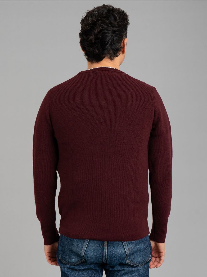 Merz b. Schwanen Merino Wool Crew Neck Sweater - Burgundy