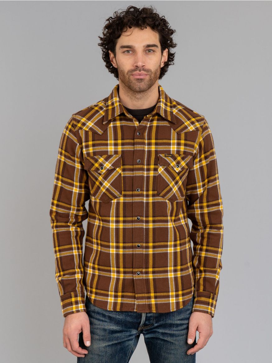 Iron Heart IHSH-372 Ultra Heavy Western Flannel - Brown Crazy Check