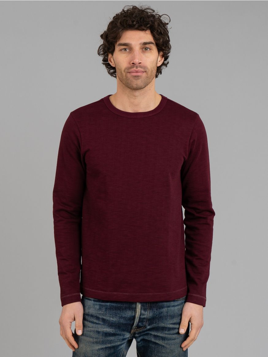 Merz b. Schwanen Organic Heavy Slub  L/S T Shirt - Ruby Red