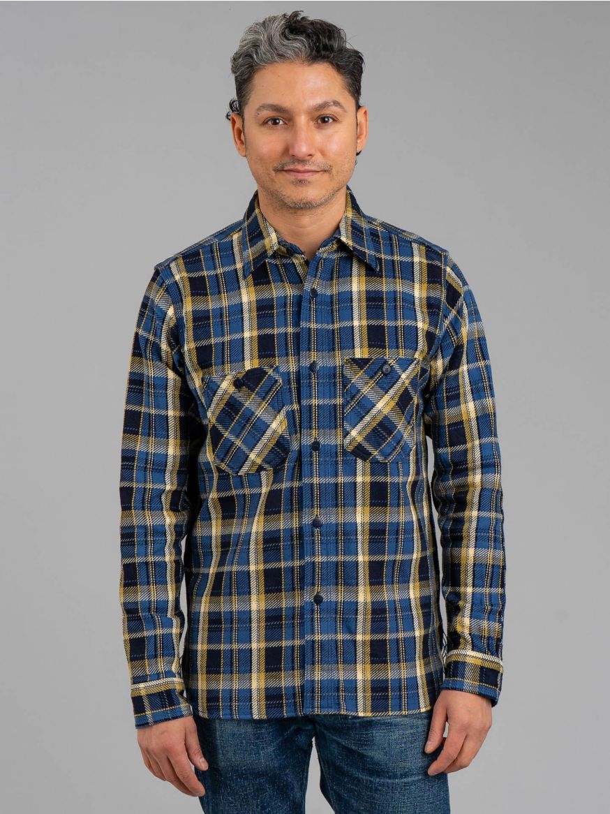 Samurai Indigo Rope Dyed Flannel Shirt - Blue