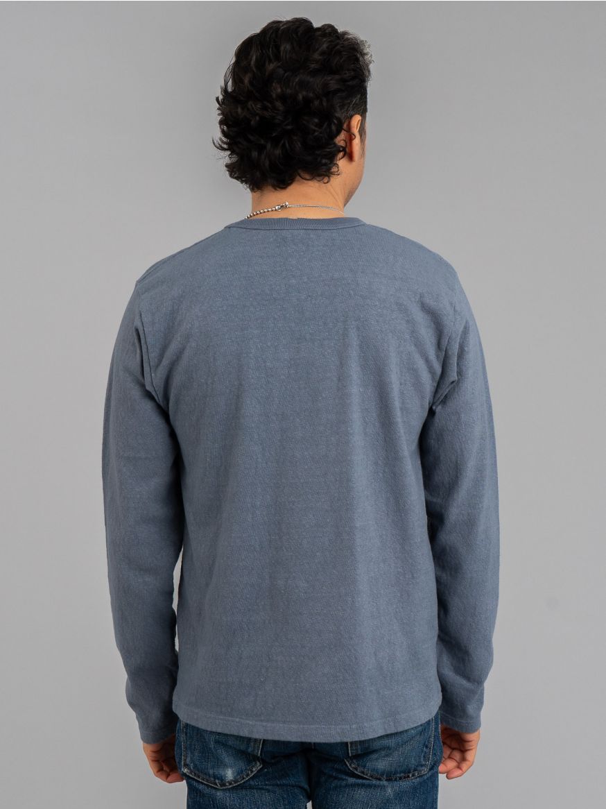 UES No.8 Slub Nep L/S T Shirt - Grey Blue