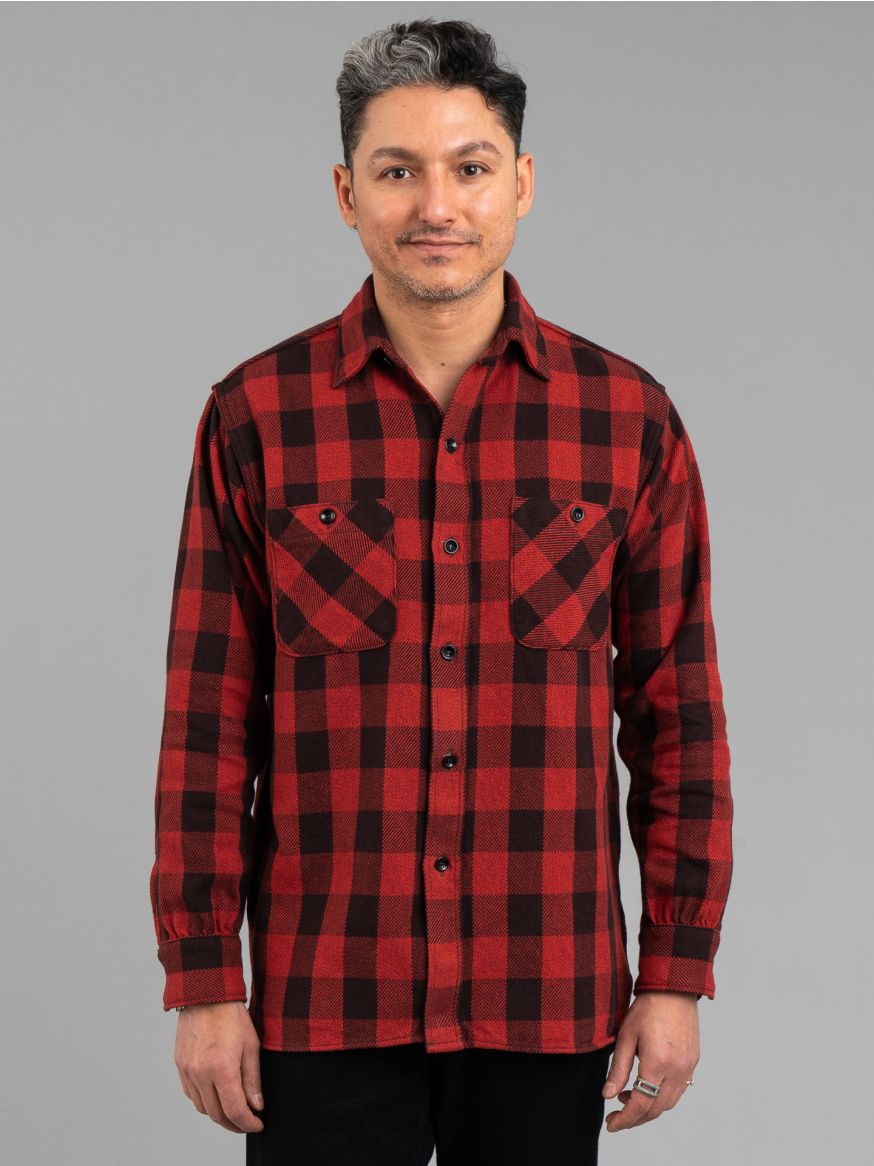 The Real McCoy's 8HU Twisted-Yarn Buffalo Check Flannel - Red/Black