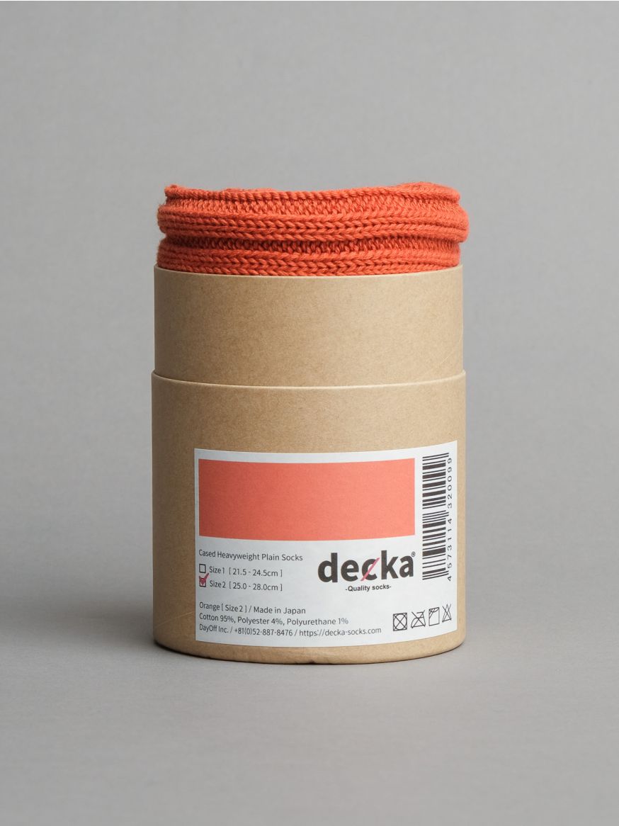 Decka Cased Heavyweight Plain Sock - Orange