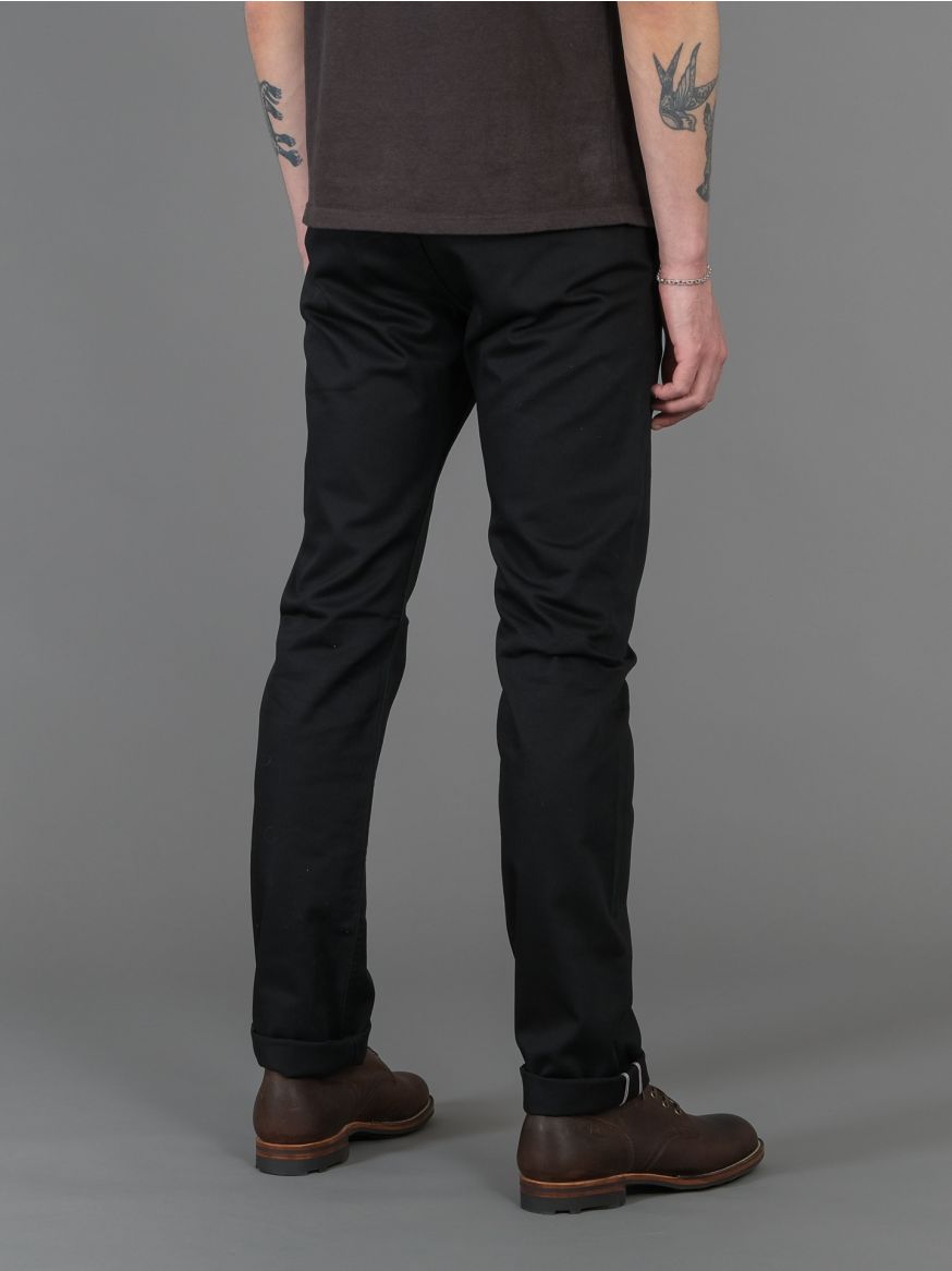 Iron Heart Selvedge Chinos IH-721 - Black Slim Tapered