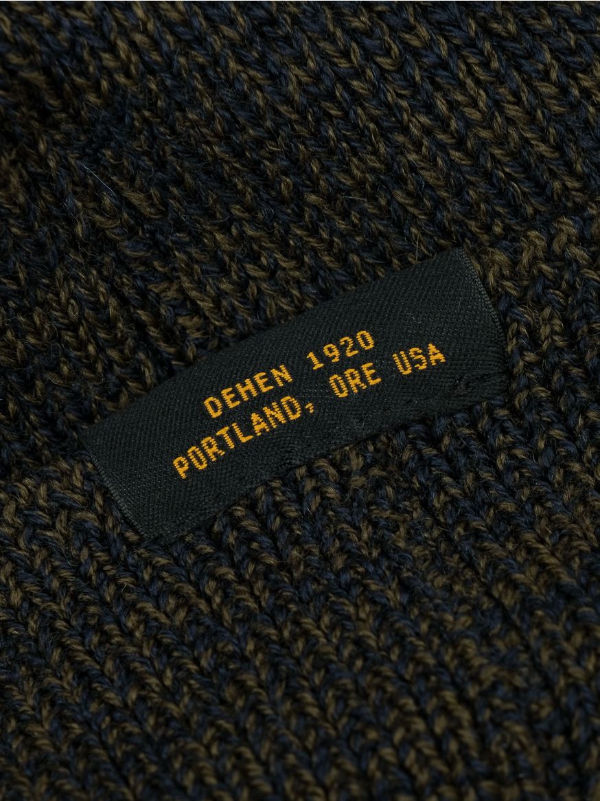 Dehen Wool Knit Watch Cap - Loden/Dark Navy