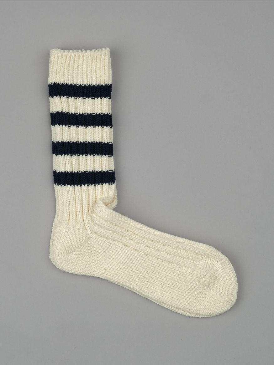 Decka Heavyweight Striped Sock - Ivory & Navy