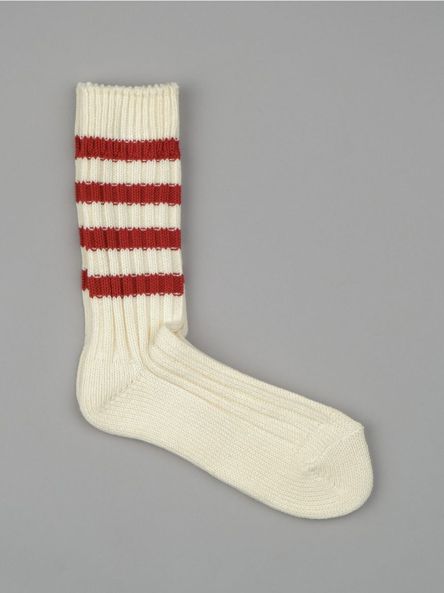 Decka Heavyweight Striped Sock - Ivory & Red