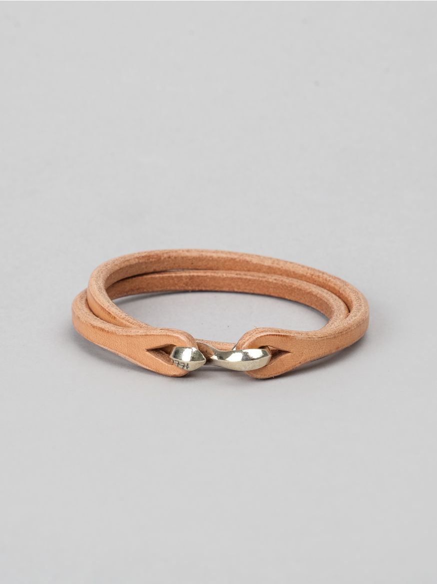 The Flat Head Leather & Silver Double Bracelet - Tan