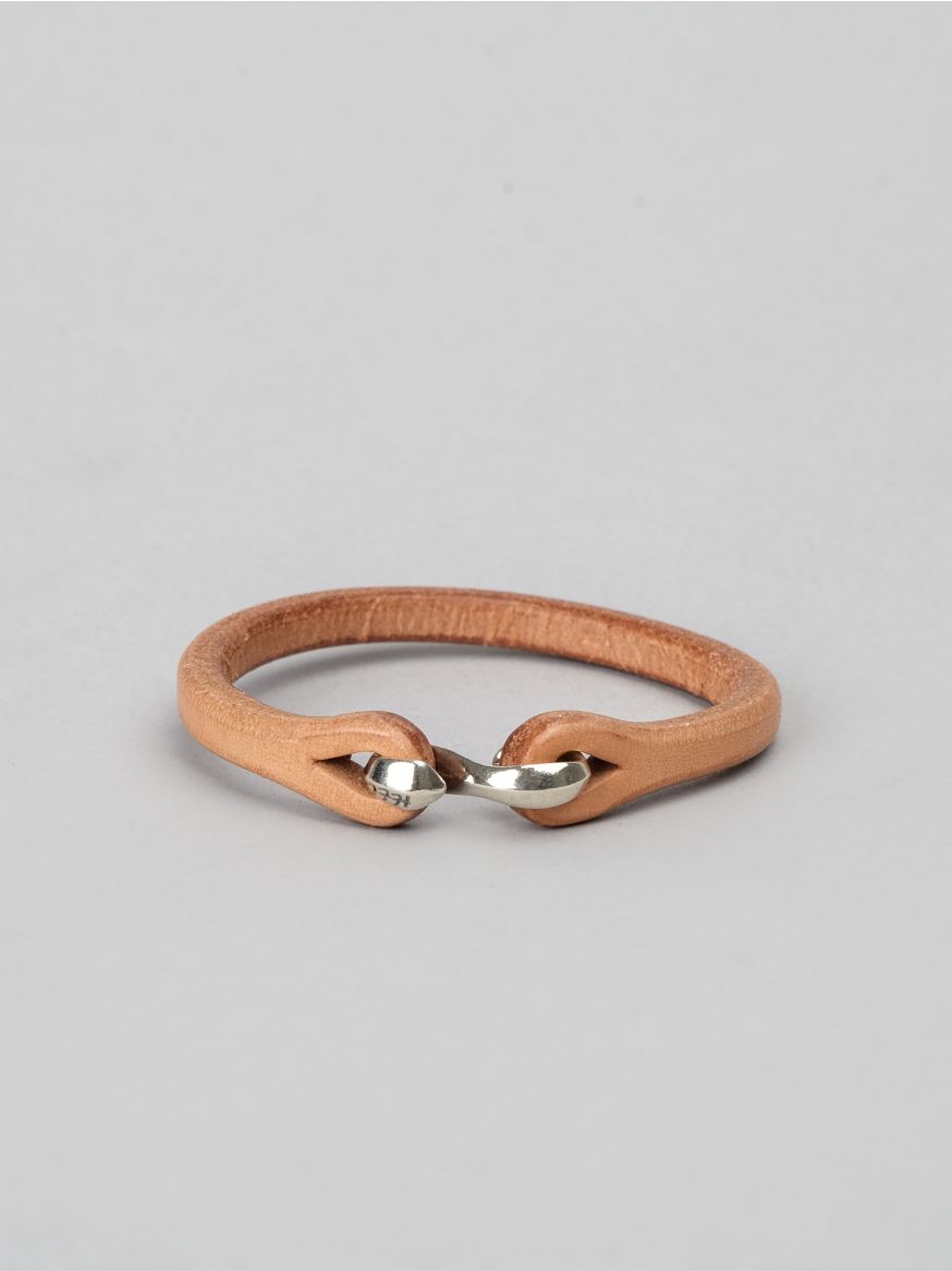 The Flat Head Leather & Silver Single Bracelet - Tan