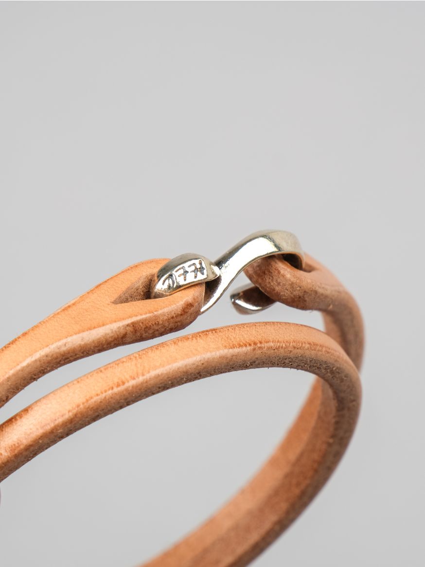 The Flat Head Leather & Silver Double Bracelet - Tan