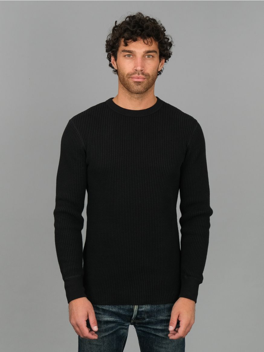 UES Thermal Waffle Long Sleeve T-Shirt - Black