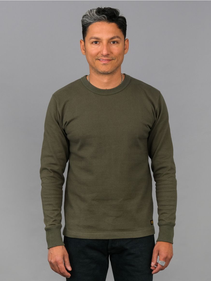 Iron Heart 11oz Cotton Knit Crew Neck Sweater - Olive