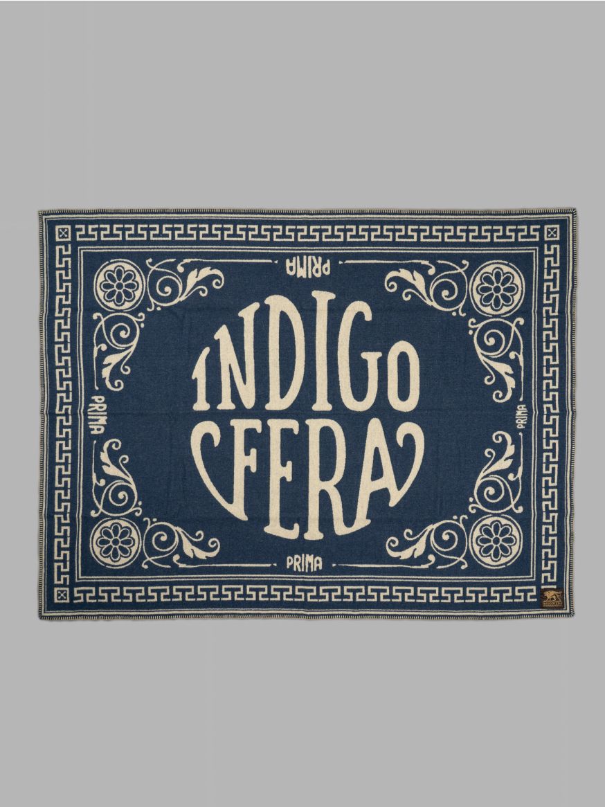 Indigofera 100% Wool Blanket Blue Logo