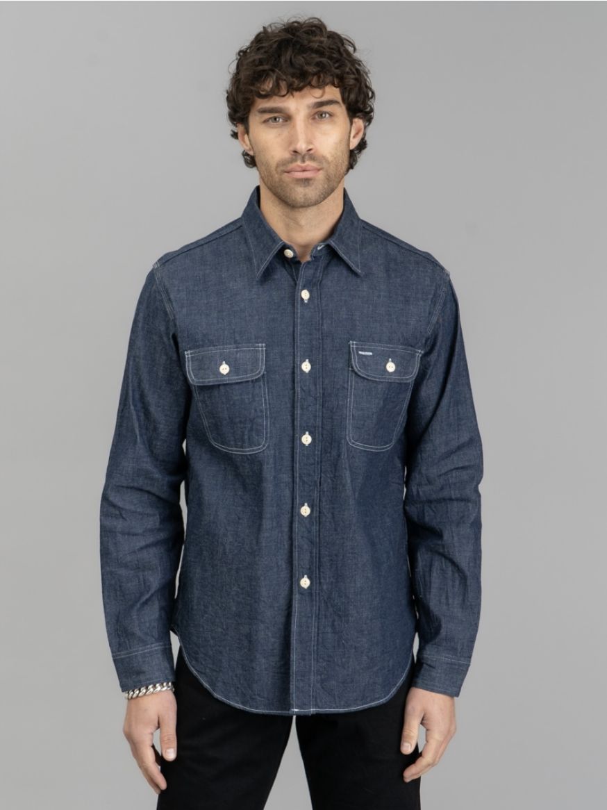 Sugar Cane 9oz Selvedge Denim Work Shirt - Indigo