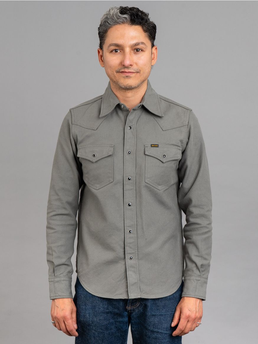 Iron Heart IHSH-235 13oz Military Serge Western Shirt - Grey