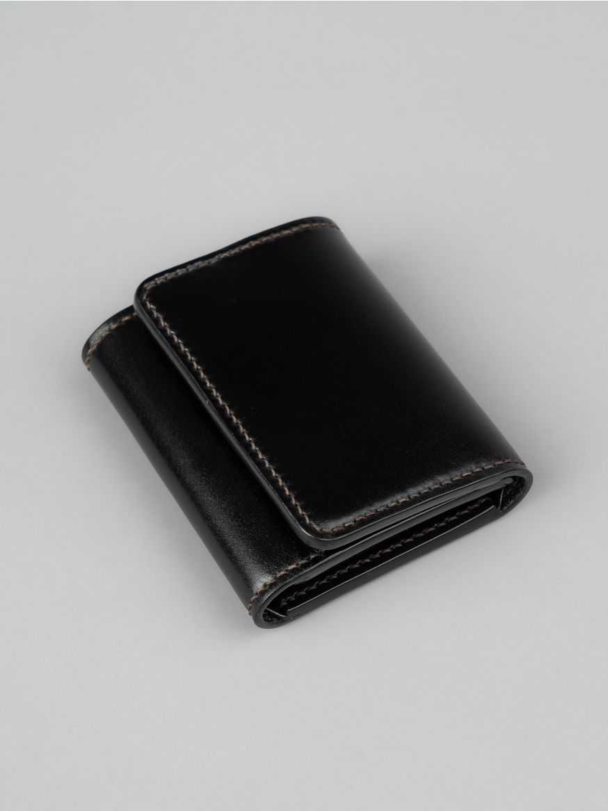 The Flat Head Shinki Cordovan Mini Wallet - Black