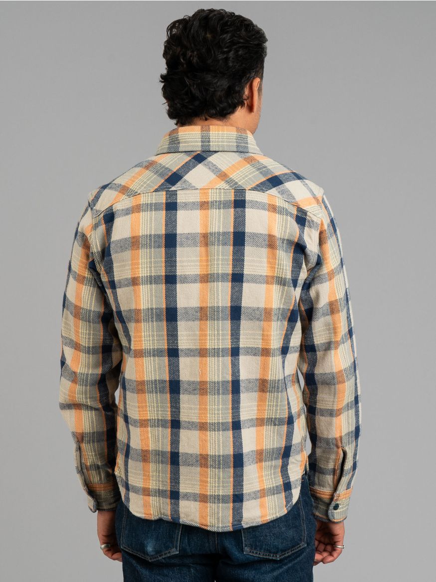 UES Heavy Selvedge Flannel - Navy & Faded Orange