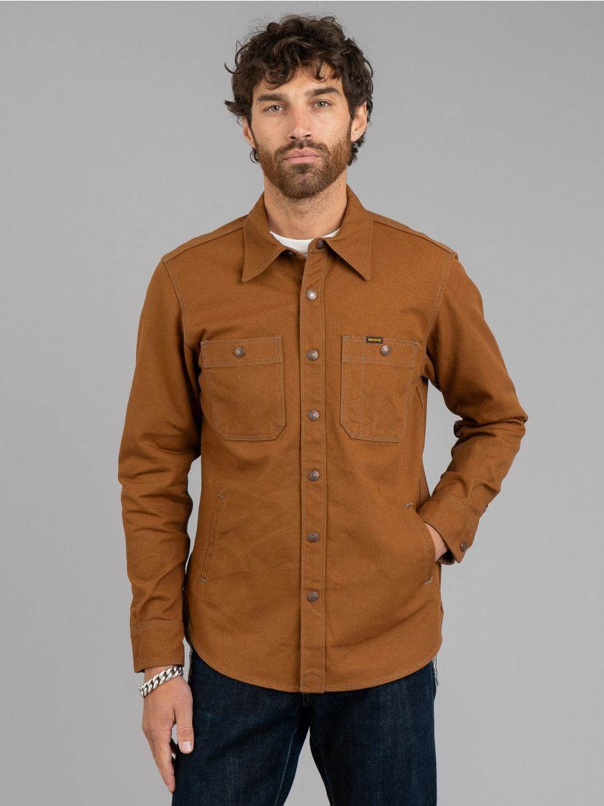 Iron Heart 17oz Cotton Duck Work Shirt CPO "The UnTucked" - Brown