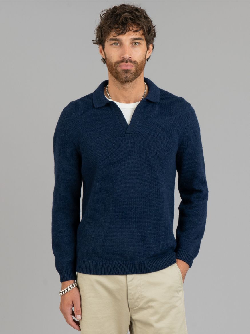 3sixteen Long Sleeve Knit Polo - Midnight Alpaca