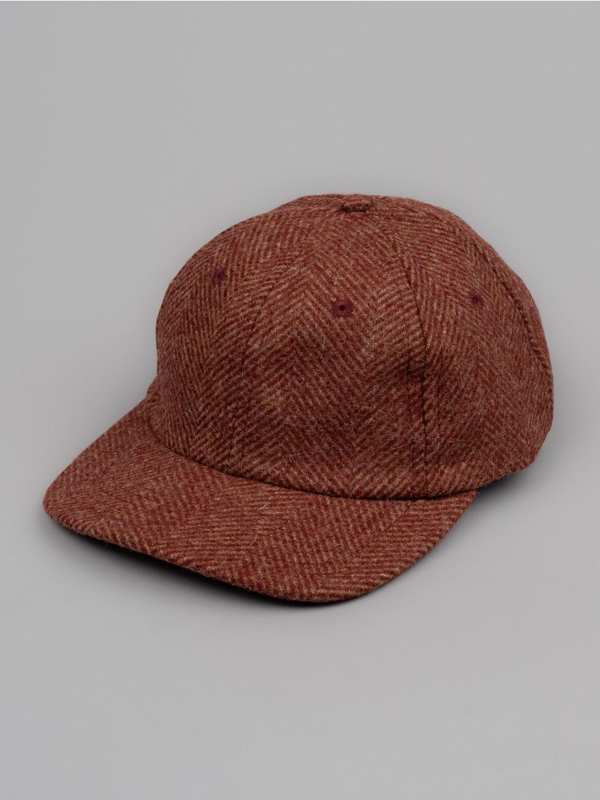 Dehen Wool Baseball Hat - Brick Herringbone