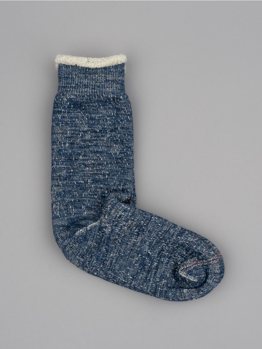 Rototo Double Face Crew Socks Merino Wool & Organic Cotton - Deep Ocean