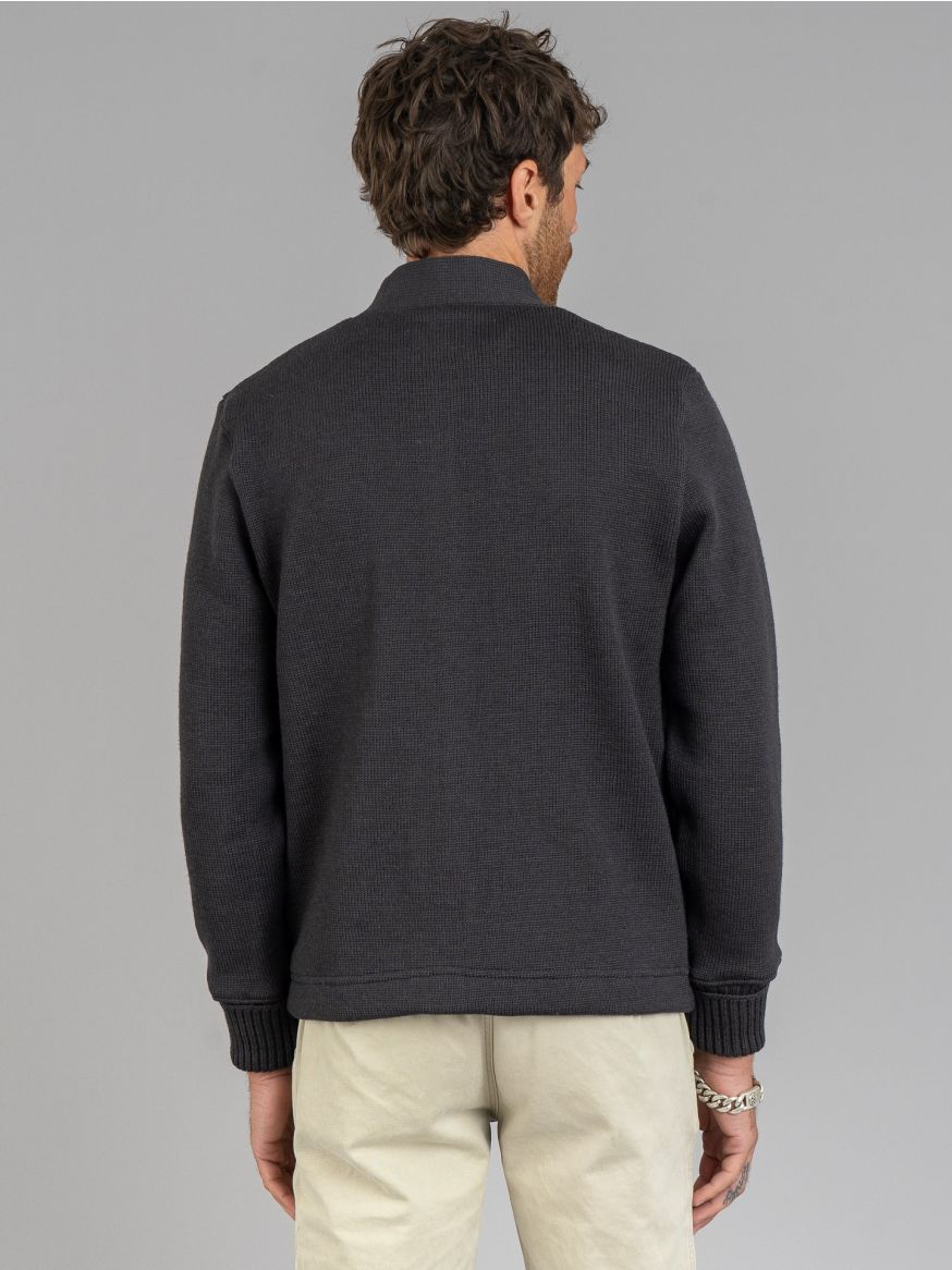 Dehen Extra Heavy Worsted Wool Classic Cardigan - Charcoal