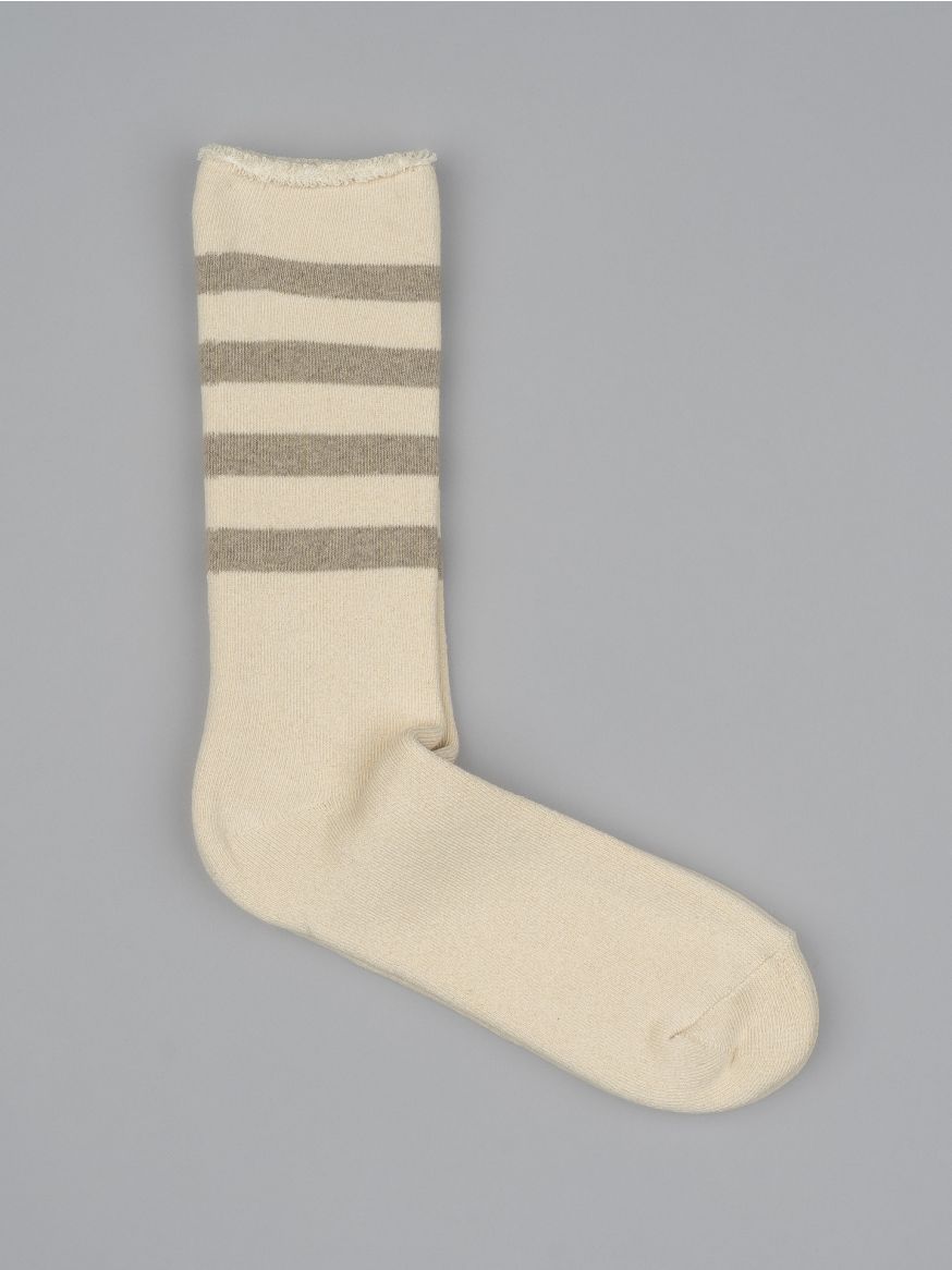 Decka Showatabé Organic Striped Pile Socks - Ecru/Grey