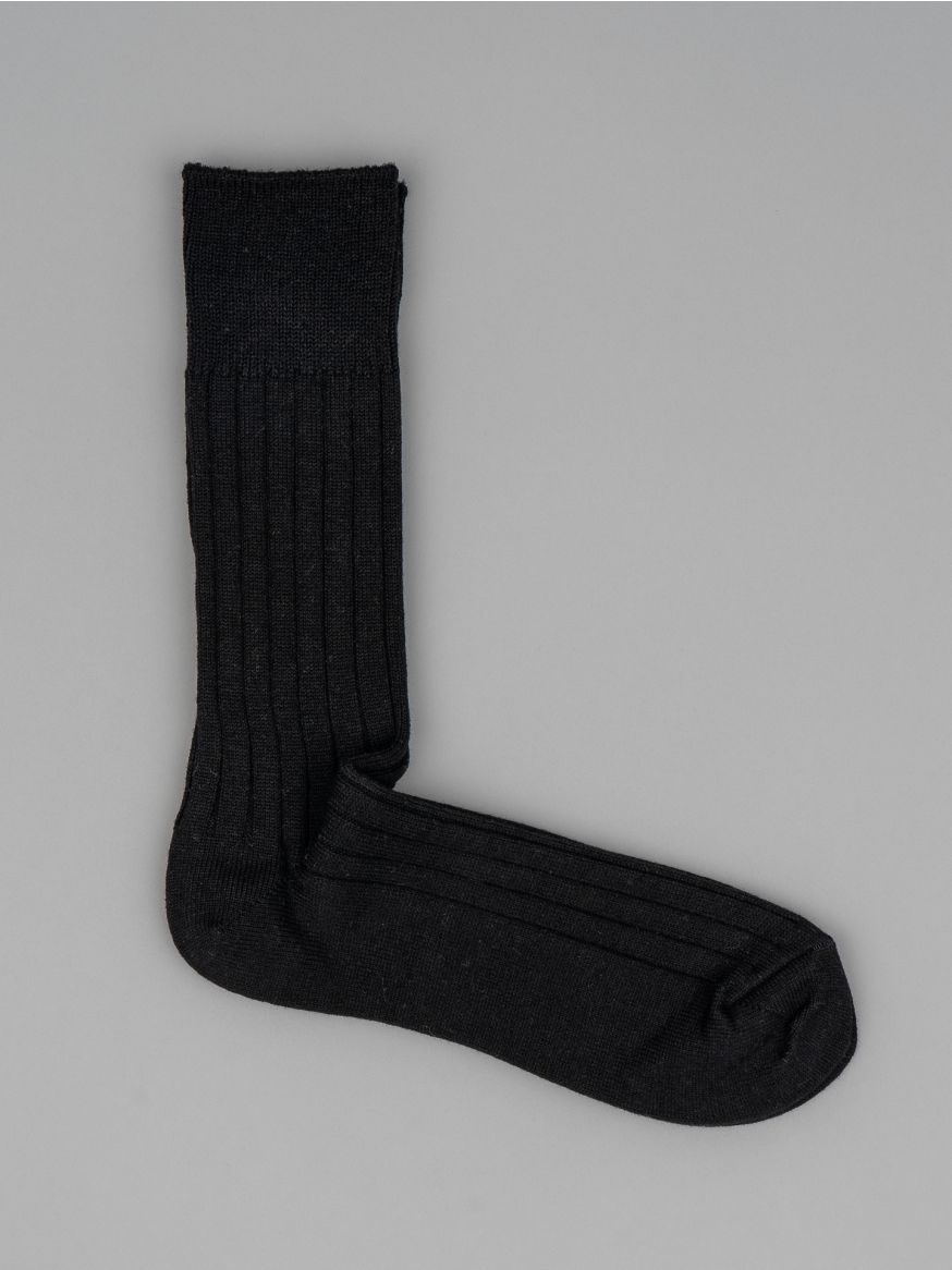 Decka-Showatabé Cashmere Cotton Ribbed Socks - Black